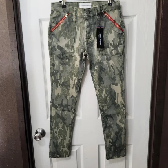 NWT Etienne Marcel Camo Red Zipper Skinny Jeans Sz 28 - Picture 4 of 11